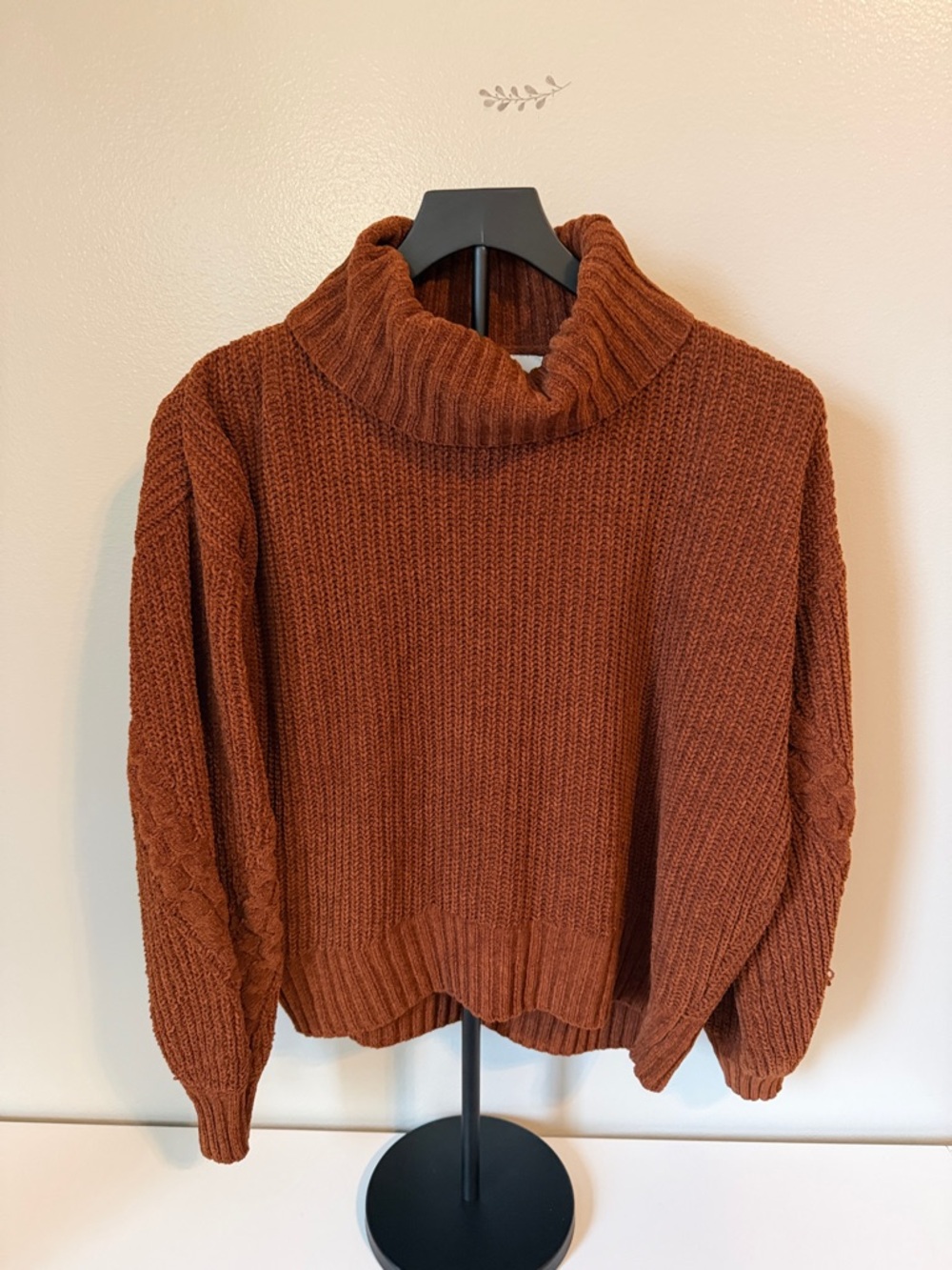 Pink Rose Large Cozy Women's Rust Turtleneck Sweater